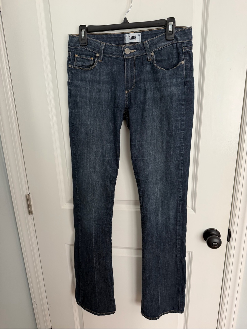 PAIGE Women's Manhattan Dark Wash Straight Jeans